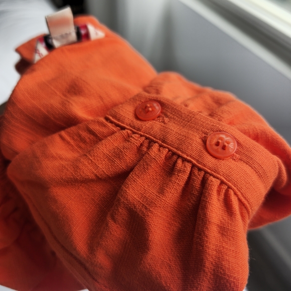Guess Button Down Orange Puff Sleeve Sweetheart Ruffle Top New Never Wor… - Picture 8 of 9